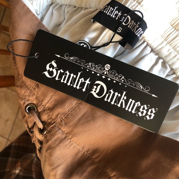 Scarlet Darkness Maxi Long Skirt Renaissance Double Layer Overskirt Brown - Picture 10 of 11